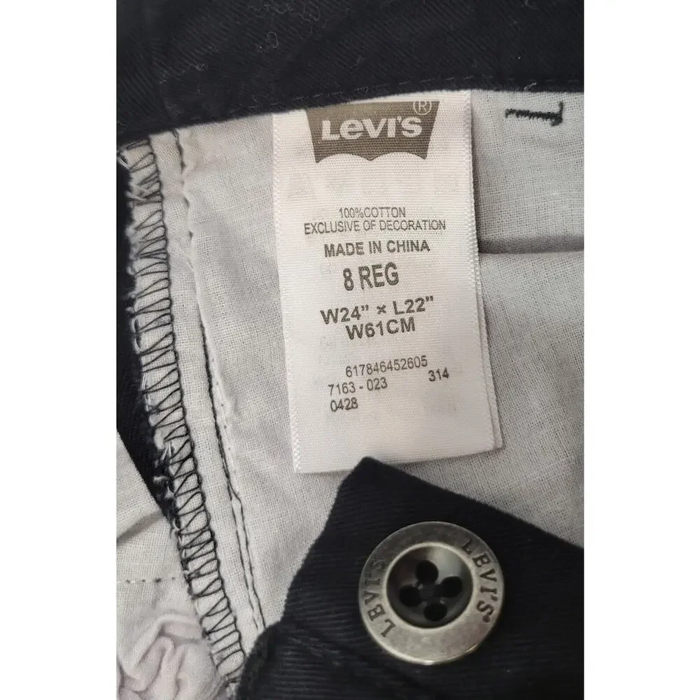 L) Boys Levi's 505 Size 8 Regular Cotton Velour Black Pants W24